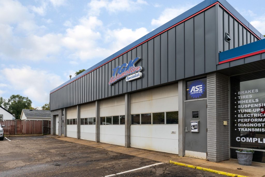 Exterior shot of TGK Automotive Specialists store in Crystal, MN
