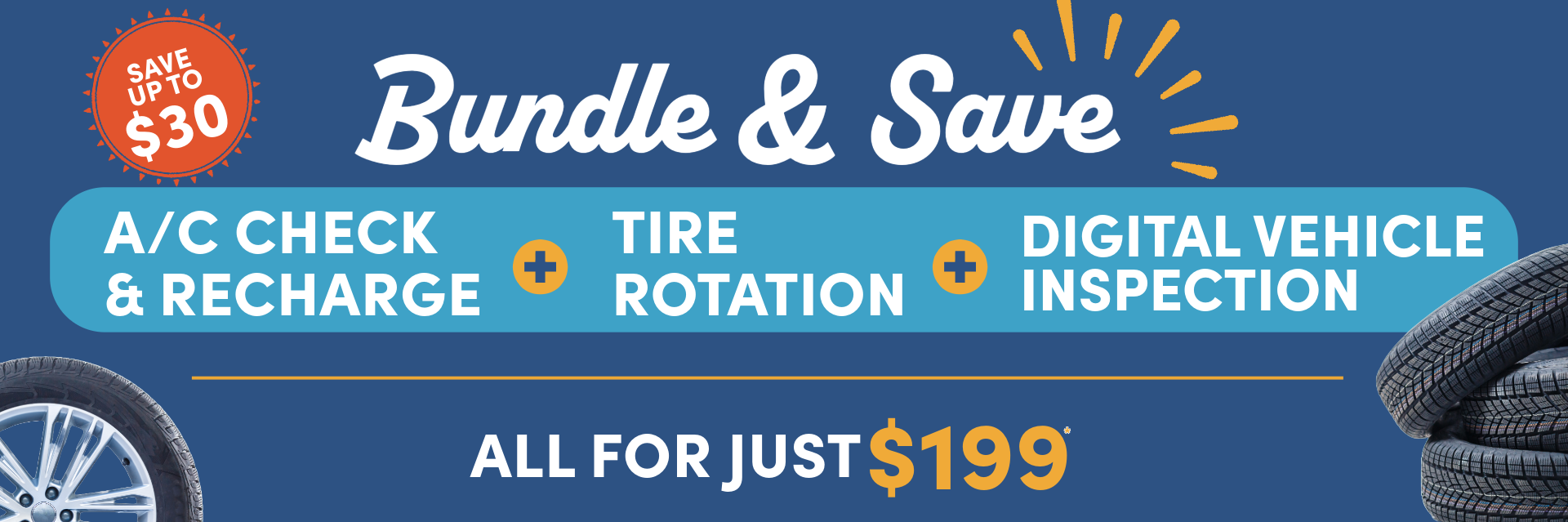 *Includes complete A/C check, free tire rotation and total vehicle inspection.  A/C check includes:  Evacuate and recharge air conditioning system, Removal of freon from system, vacuum-test system, and check for leaks.   Add oil & dye, refill with up to 1 lbs. of R134A freon.  Also included is the labor for the installation of freon (any additional freon required is an additional charge).  Excludes R1234A Freon.  Electrical diagnostic not included. Price good for most cars & light trucks.  Must present coupon at time of service.  Cannot be combined with any other coupon, offer or discount.  No rainchecks.  State or Local taxes and/or surcharges, as applicable.  Certain restrictions apply.  See store for complete details.  Valid 5/1/25-6/30/25. For store use - enter this package:   VIPDRIVECOOL